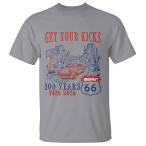 Highway 66 Get Your Kicks Centennial Road Trip 1926-2026 T Shirt TS14 Sport Gray Print Your Wear