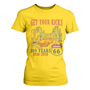Highway 66 Get Your Kicks Centennial Road Trip 1926-2026 T Shirt For Women TS14 Daisy Print Your Wear