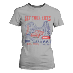 Highway 66 Get Your Kicks Centennial Road Trip 1926-2026 T Shirt For Women TS14 Sport Gray Print Your Wear