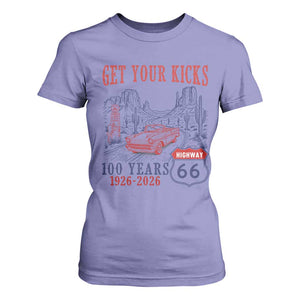 Highway 66 Get Your Kicks Centennial Road Trip 1926-2026 T Shirt For Women TS14 Violet Print Your Wear