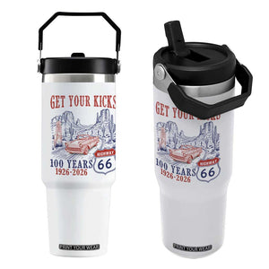 Highway 66 Get Your Kicks Centennial Road Trip 1926-2026 Flip Straw Tumbler TS14 One Size: 30 oz White Print Your Wear