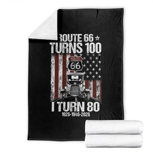 Route Highway 66 Turns 100 I Turn 80 Throw Blanket Vintage 1946 America Road Sign America Antique Car Lover 80th Birthday Gift
