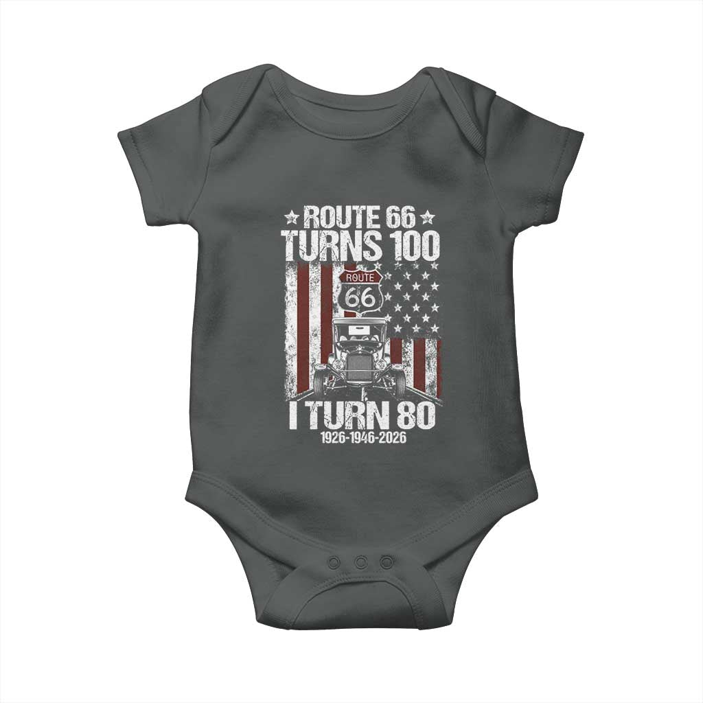Route Highway 66 Turns 100 I Turn 80 Baby Onesie Vintage 1946 America Road Sign America Antique Car Lover 80th Birthday Gift