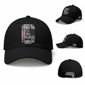 Route Highway 66 Turns 100 I Turn 80 Baseball Cap Vintage 1946 America Road Sign America Antique Car Lover 80th Birthday Gift