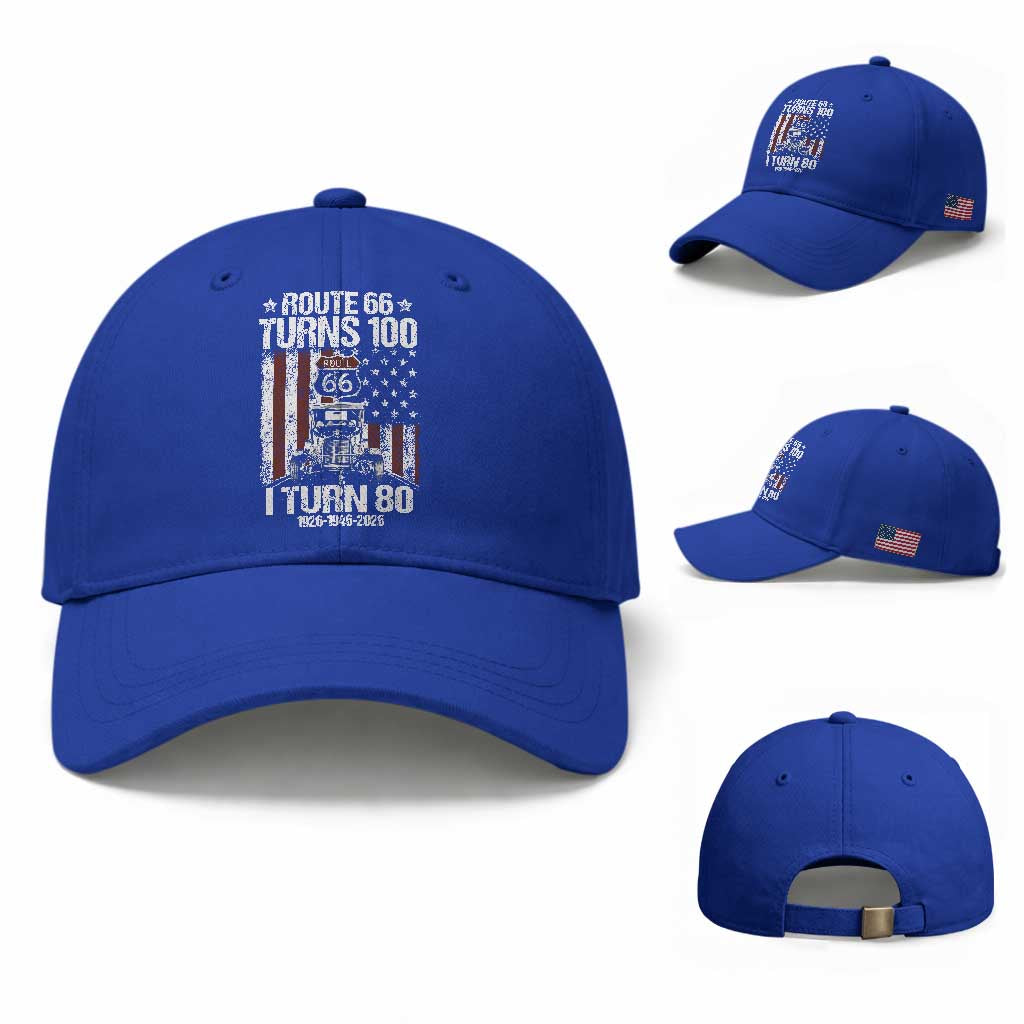 Route Highway 66 Turns 100 I Turn 80 Baseball Cap Vintage 1946 America Road Sign America Antique Car Lover 80th Birthday Gift