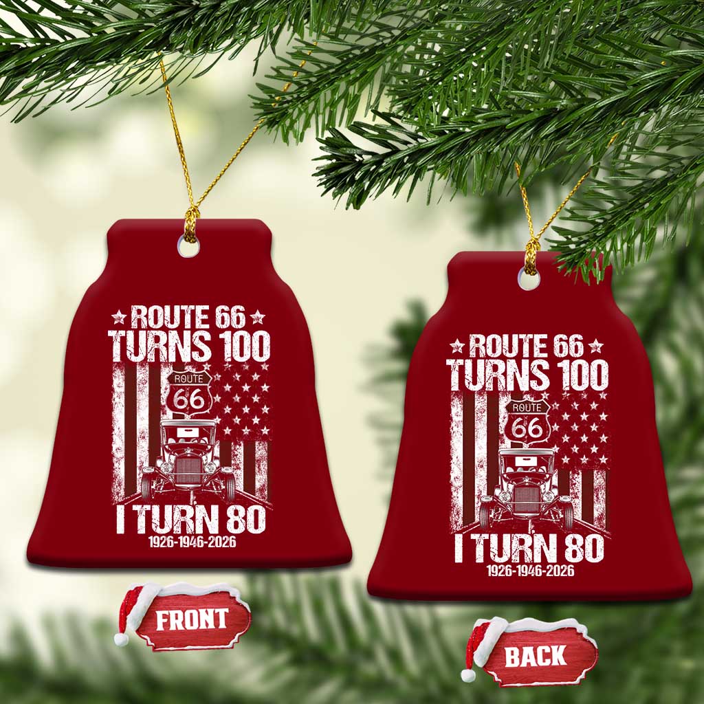 Route Highway 66 Turns 100 I Turn 80 Ceramic Ornament Vintage 1946 America Road Sign America Antique Car Lover 80th Birthday Gift
