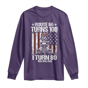 Route Highway 66 Turns 100 I Turn 80 Long Sleeve Shirt Vintage 1946 America Road Sign America Antique Car Lover 80th Birthday Gift