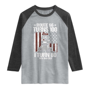 Route Highway 66 Turns 100 I Turn 80 Raglan Shirt Vintage 1946 America Road Sign America Antique Car Lover 80th Birthday Gift