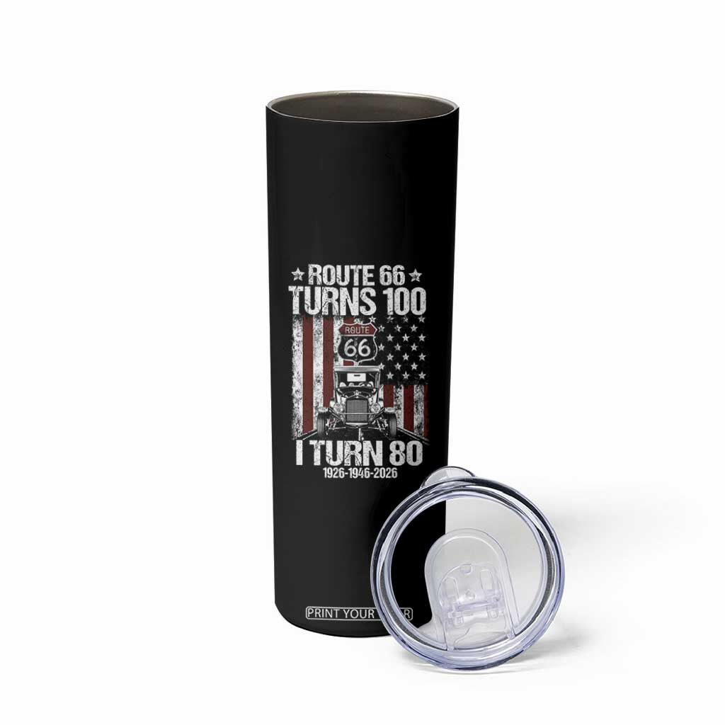 Route Highway 66 Turns 100 I Turn 80 Skinny Tumbler Vintage 1946 America Road Sign America Antique Car Lover 80th Birthday Gift