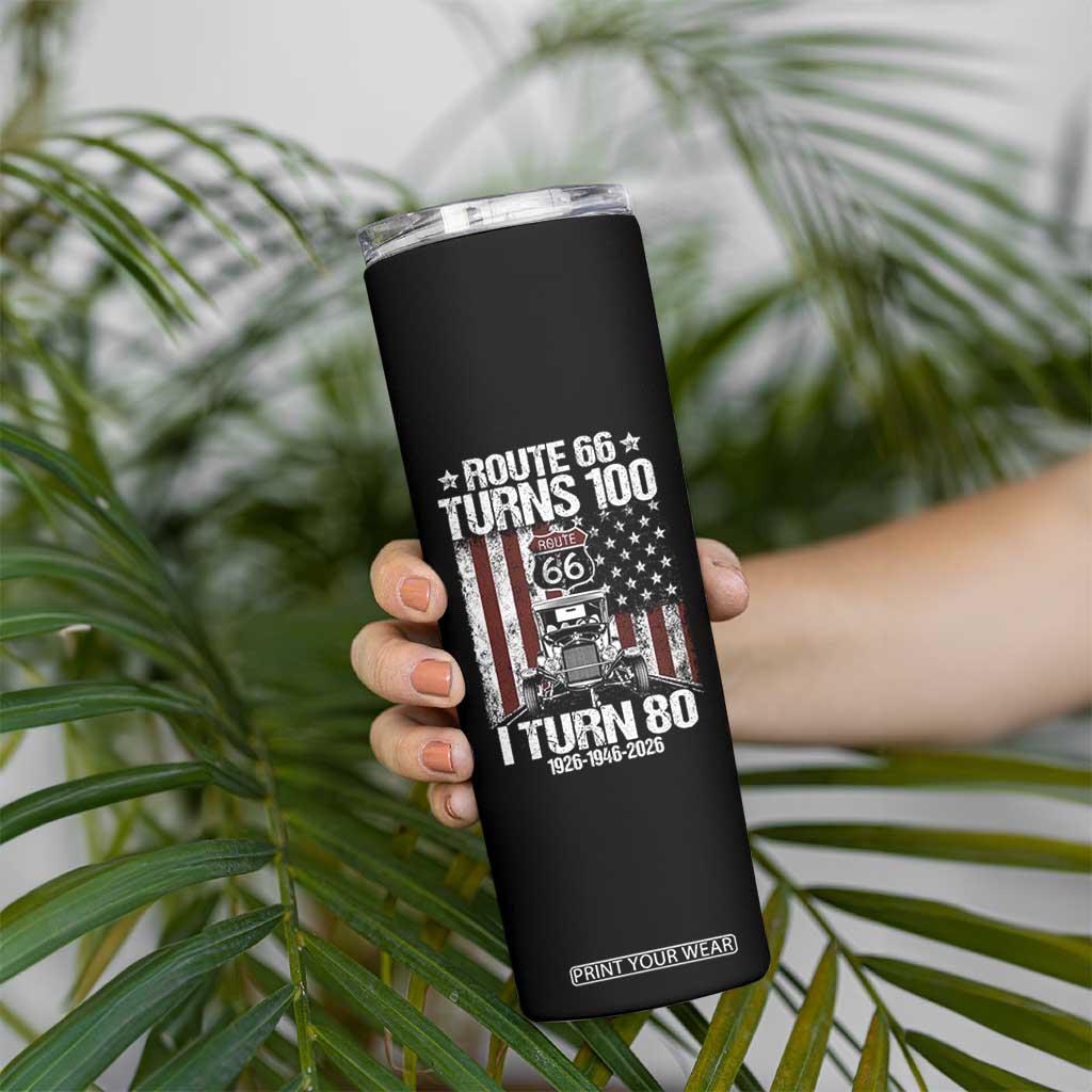 Route Highway 66 Turns 100 I Turn 80 Skinny Tumbler Vintage 1946 America Road Sign America Antique Car Lover 80th Birthday Gift