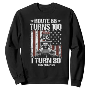 Route Highway 66 Turns 100 I Turn 80 Sweatshirt Vintage 1946 America Road Sign America Antique Car Lover 80th Birthday Gift
