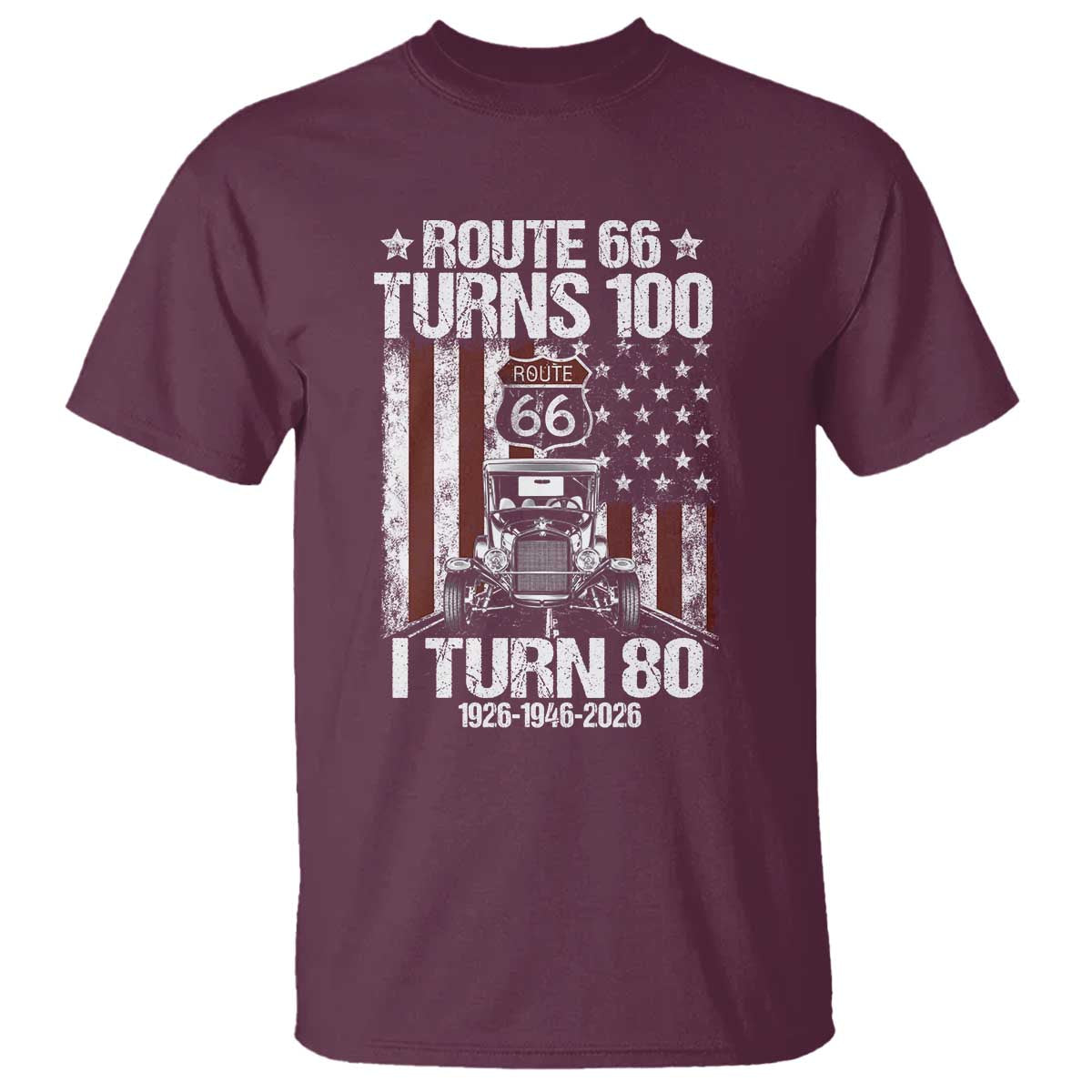 Route Highway 66 Turns 100 I Turn 80 T Shirt Vintage 1946 America Road Sign America Antique Car Lover 80th Birthday Gift