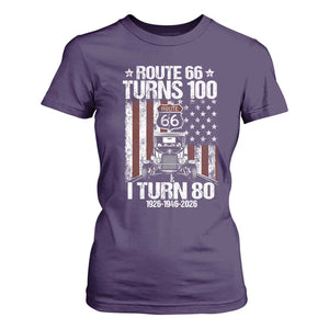Route Highway 66 Turns 100 I Turn 80 T Shirt For Women Vintage 1946 America Road Sign America Antique Car Lover 80th Birthday Gift