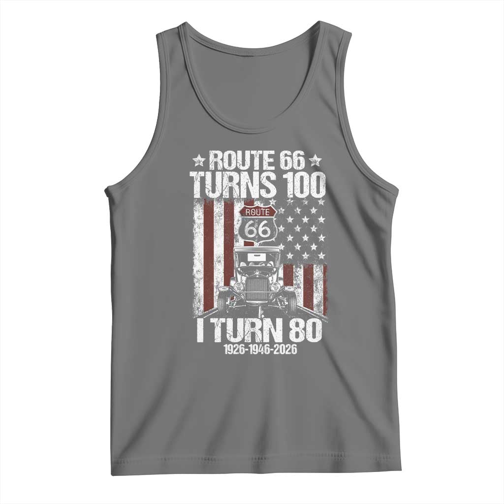 Route Highway 66 Turns 100 I Turn 80 Tank Top Vintage 1946 America Road Sign America Antique Car Lover 80th Birthday Gift