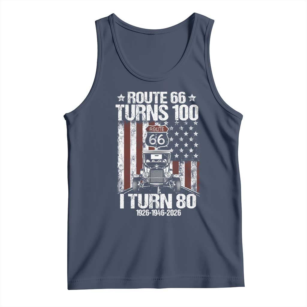 Route Highway 66 Turns 100 I Turn 80 Tank Top Vintage 1946 America Road Sign America Antique Car Lover 80th Birthday Gift