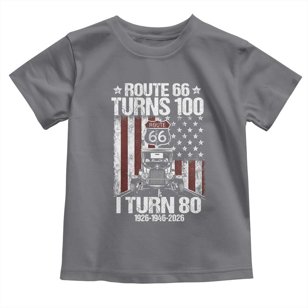 Route Highway 66 Turns 100 I Turn 80 Toddler T Shirt Vintage 1946 America Road Sign America Antique Car Lover 80th Birthday Gift