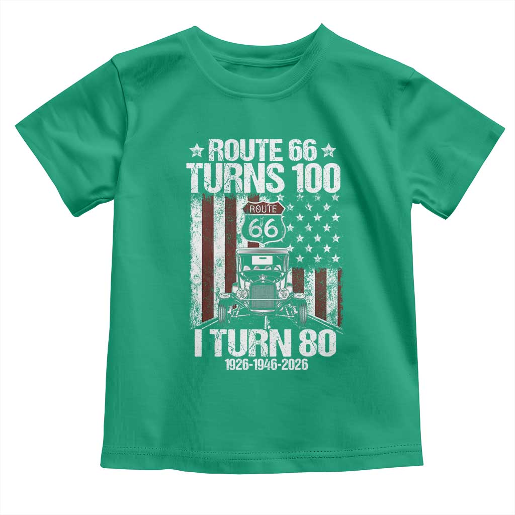 Route Highway 66 Turns 100 I Turn 80 Toddler T Shirt Vintage 1946 America Road Sign America Antique Car Lover 80th Birthday Gift