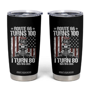 Route Highway 66 Turns 100 I Turn 80 Tumbler Cup Vintage 1946 America Road Sign America Antique Car Lover 80th Birthday Gift