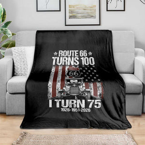 Route Highway 66 Turns 100 I Turn 75 Throw Blanket Vintage 1951 America Road Sign America Antique Car Lover 75th Birthday Gift