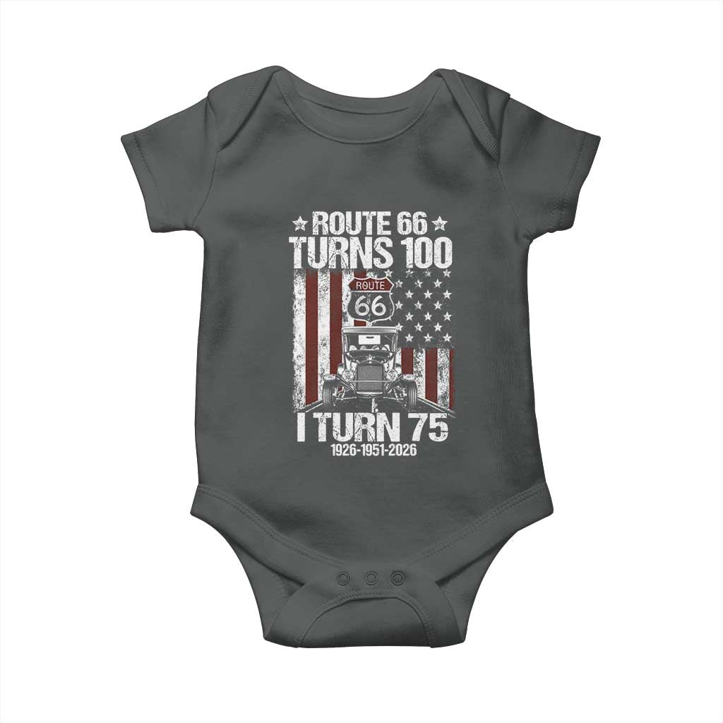 Route Highway 66 Turns 100 I Turn 75 Baby Onesie Vintage 1951 America Road Sign America Antique Car Lover 75th Birthday Gift