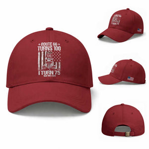 Route Highway 66 Turns 100 I Turn 75 Baseball Cap Vintage 1951 America Road Sign America Antique Car Lover 75th Birthday Gift