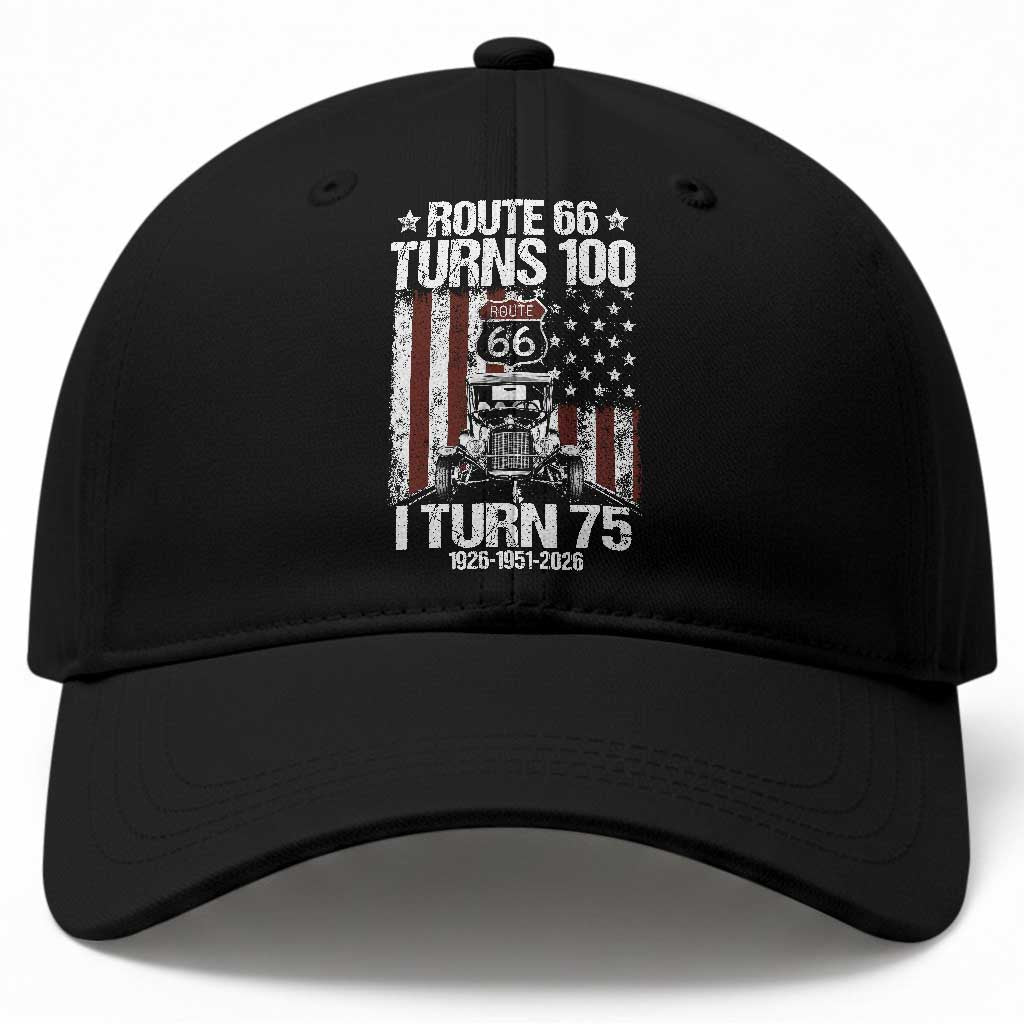 Route Highway 66 Turns 100 I Turn 75 Baseball Cap Vintage 1951 America Road Sign America Antique Car Lover 75th Birthday Gift TS14 Print Your Wear
