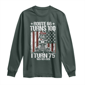 Route Highway 66 Turns 100 I Turn 75 Long Sleeve Shirt Vintage 1951 America Road Sign America Antique Car Lover 75th Birthday Gift