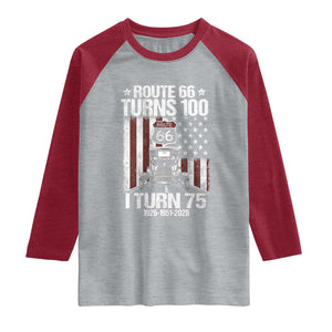 Route Highway 66 Turns 100 I Turn 75 Raglan Shirt Vintage 1951 America Road Sign America Antique Car Lover 75th Birthday Gift