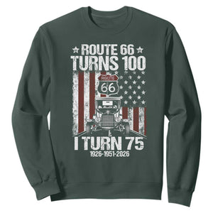 Route Highway 66 Turns 100 I Turn 75 Sweatshirt Vintage 1951 America Road Sign America Antique Car Lover 75th Birthday Gift