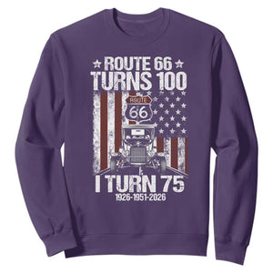 Route Highway 66 Turns 100 I Turn 75 Sweatshirt Vintage 1951 America Road Sign America Antique Car Lover 75th Birthday Gift