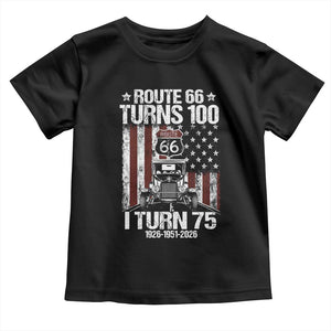 Route Highway 66 Turns 100 I Turn 75 Toddler T Shirt Vintage 1951 America Road Sign America Antique Car Lover 75th Birthday Gift