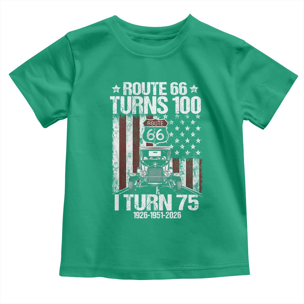 Route Highway 66 Turns 100 I Turn 75 Toddler T Shirt Vintage 1951 America Road Sign America Antique Car Lover 75th Birthday Gift
