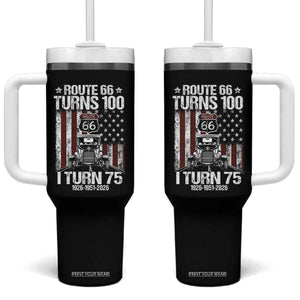 Route Highway 66 Turns 100 I Turn 75 Tumbler With Handle Vintage 1951 America Road Sign America Antique Car Lover 75th Birthday Gift