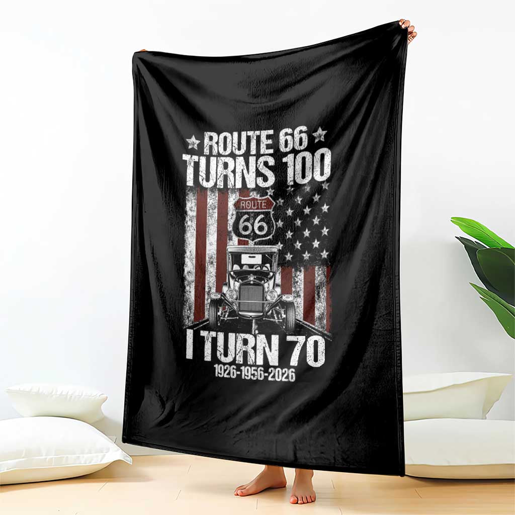 Route Highway 66 Turns 100 I Turn 70 Throw Blanket Vintage 1956 America Road Sign America Antique Car Lover 70th Birthday Gift