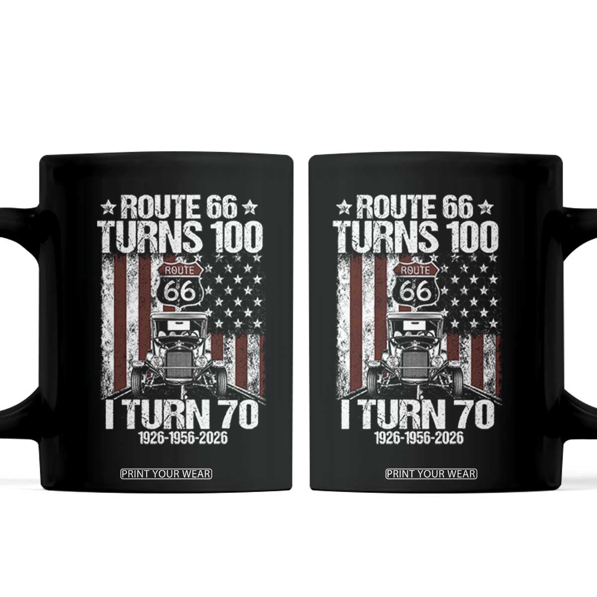 Route Highway 66 Turns 100 I Turn 70 Coffee Mug Vintage 1956 America Road Sign America Antique Car Lover 70th Birthday Gift