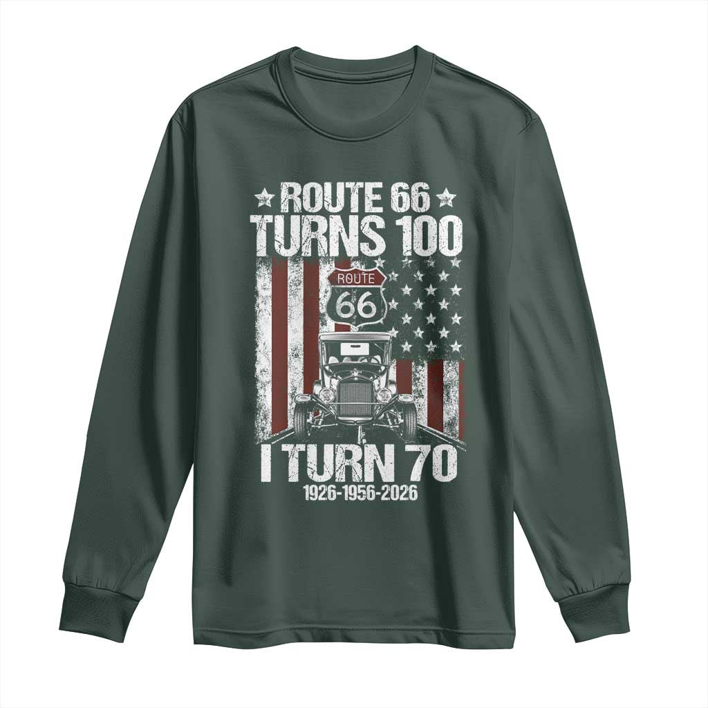 Route Highway 66 Turns 100 I Turn 70 Long Sleeve Shirt Vintage 1956 America Road Sign America Antique Car Lover 70th Birthday Gift
