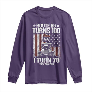 Route Highway 66 Turns 100 I Turn 70 Long Sleeve Shirt Vintage 1956 America Road Sign America Antique Car Lover 70th Birthday Gift