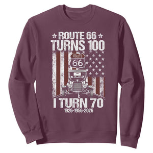 Route Highway 66 Turns 100 I Turn 70 Sweatshirt Vintage 1956 America Road Sign America Antique Car Lover 70th Birthday Gift