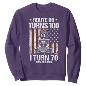 Route Highway 66 Turns 100 I Turn 70 Sweatshirt Vintage 1956 America Road Sign America Antique Car Lover 70th Birthday Gift
