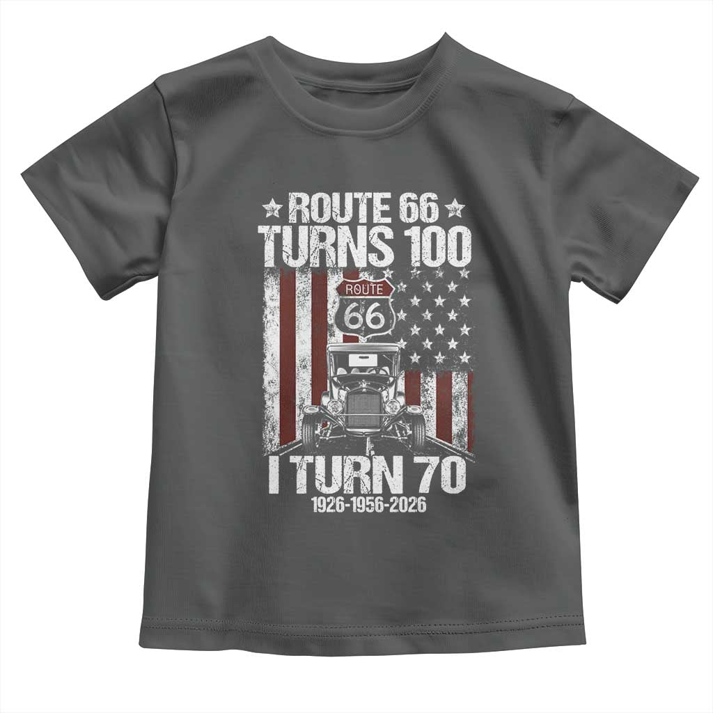 Route Highway 66 Turns 100 I Turn 70 Toddler T Shirt Vintage 1956 America Road Sign America Antique Car Lover 70th Birthday Gift