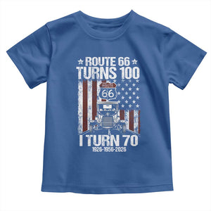 Route Highway 66 Turns 100 I Turn 70 Toddler T Shirt Vintage 1956 America Road Sign America Antique Car Lover 70th Birthday Gift