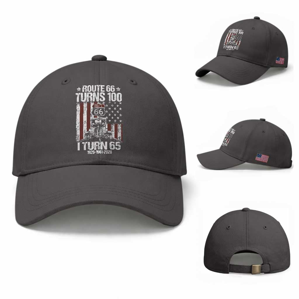 Route Highway 66 Turns 100 I Turn 65 Baseball Cap Vintage 1961 America Road Sign America Antique Car Lover 65th Birthday Gift
