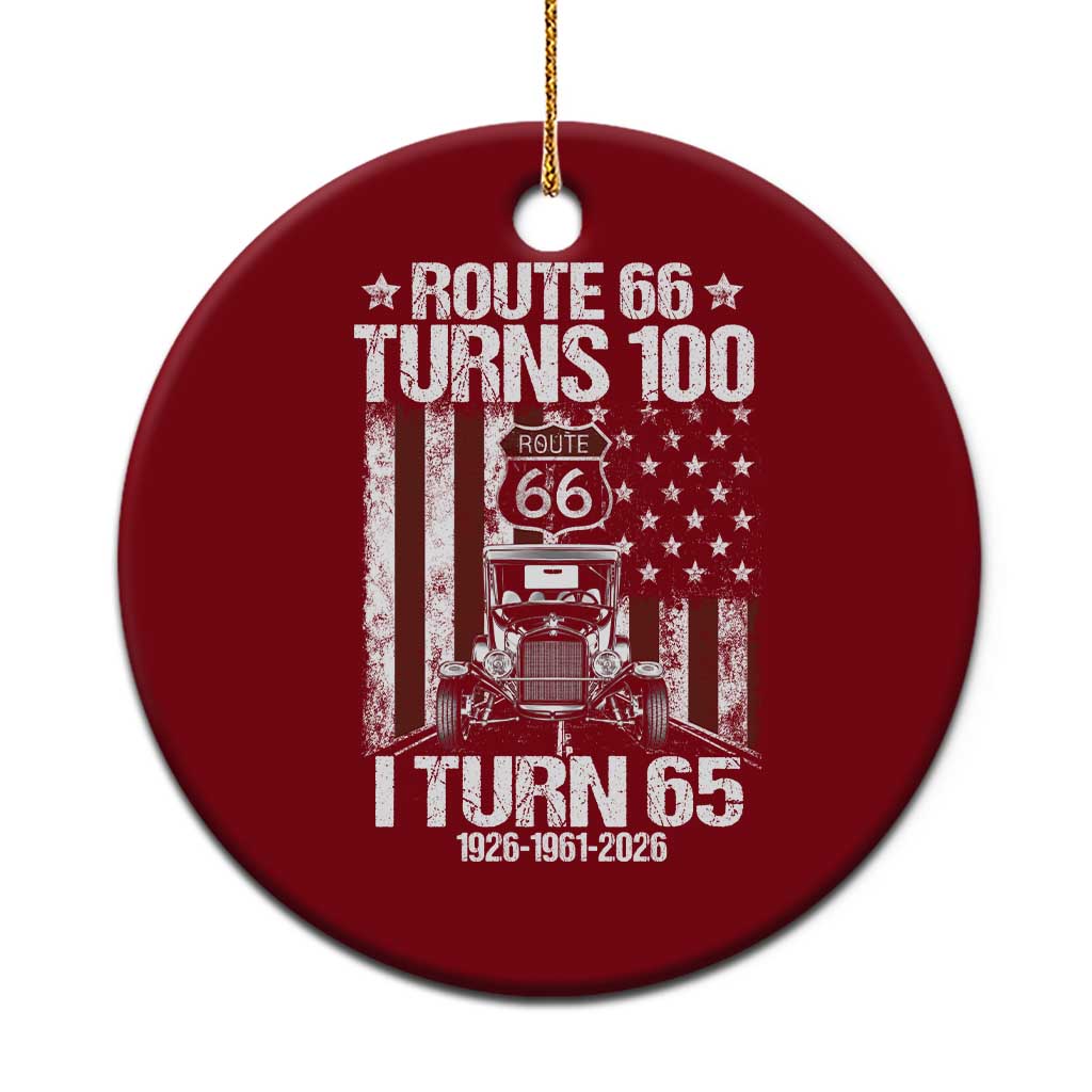 Route Highway 66 Turns 100 I Turn 65 Ceramic Ornament Vintage 1961 America Road Sign America Antique Car Lover 65th Birthday Gift TS14 1pc Red Print Your Wear
