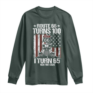 Route Highway 66 Turns 100 I Turn 65 Long Sleeve Shirt Vintage 1961 America Road Sign America Antique Car Lover 65th Birthday Gift