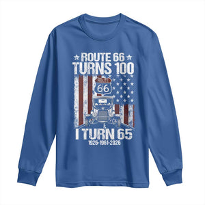 Route Highway 66 Turns 100 I Turn 65 Long Sleeve Shirt Vintage 1961 America Road Sign America Antique Car Lover 65th Birthday Gift