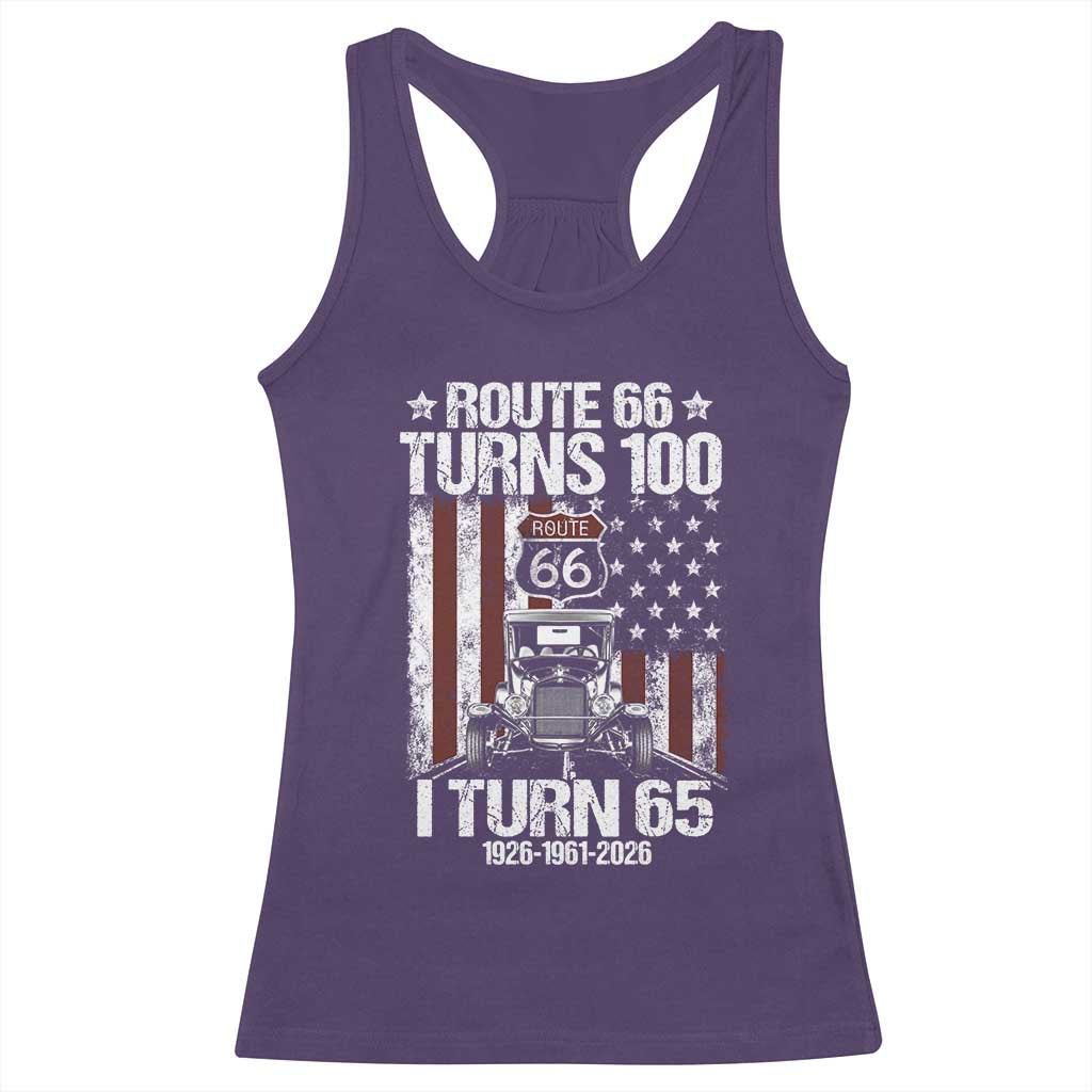 Route Highway 66 Turns 100 I Turn 65 Racerback Tank Top Vintage 1961 America Road Sign America Antique Car Lover 65th Birthday Gift