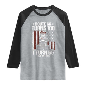 Route Highway 66 Turns 100 I Turn 65 Raglan Shirt Vintage 1961 America Road Sign America Antique Car Lover 65th Birthday Gift