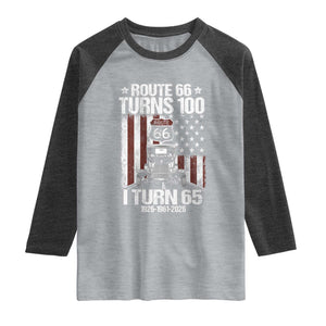 Route Highway 66 Turns 100 I Turn 65 Raglan Shirt Vintage 1961 America Road Sign America Antique Car Lover 65th Birthday Gift