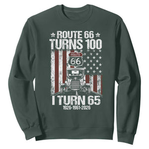 Route Highway 66 Turns 100 I Turn 65 Sweatshirt Vintage 1961 America Road Sign America Antique Car Lover 65th Birthday Gift