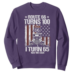 Route Highway 66 Turns 100 I Turn 65 Sweatshirt Vintage 1961 America Road Sign America Antique Car Lover 65th Birthday Gift